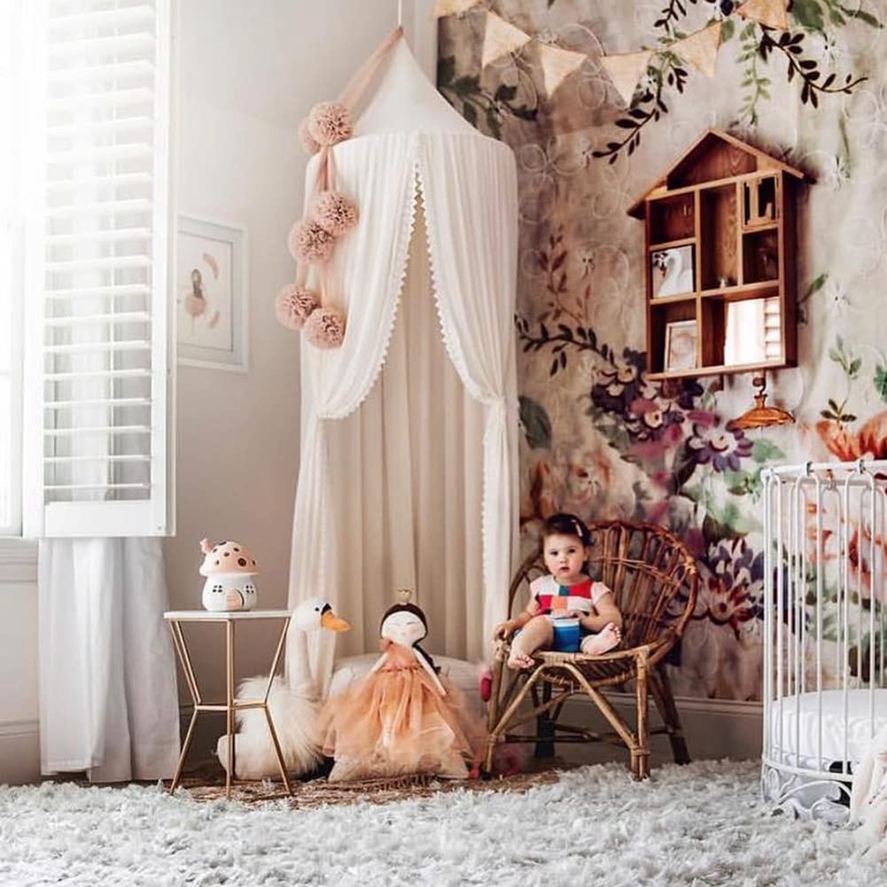 Betthimmel, Baby Baldachin Betthimmel Kinder Bett Aus Chiffon Insektennetz Deko Moskitonetz für Kinderbett Hängende Moskiton für Schlafzimmer Ankleidezimmer Spiel Lesen Zeit,Weiß,(Höhe: 240cm)