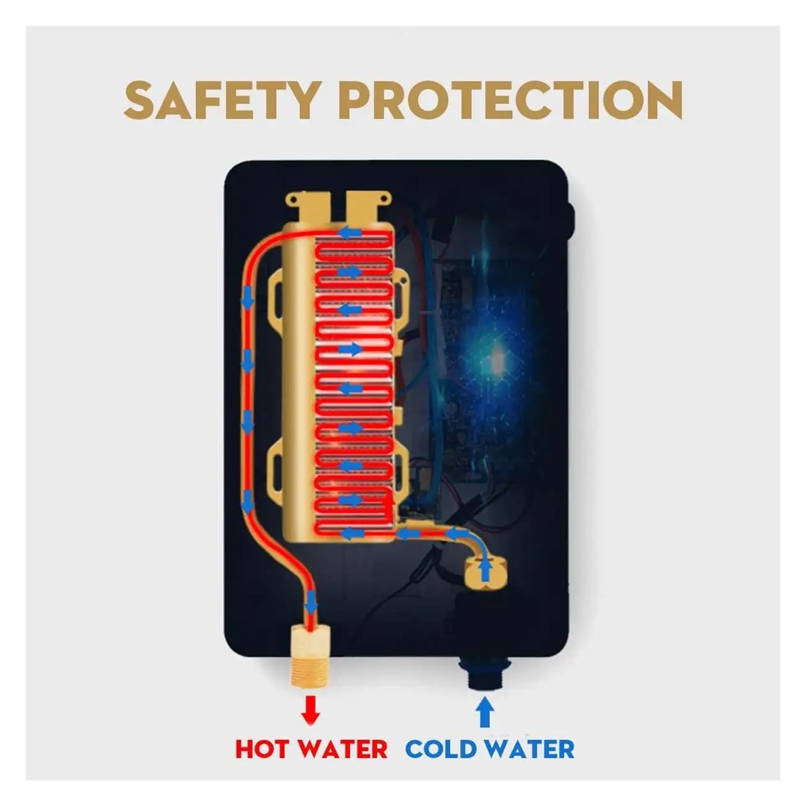 Calentador de Agua Electrico, Calentador De Agua Eléctrico Inteligente De 6000W, Control Remoto, Calentador De Agua Instantáneo Sin Tanque, Cocina, Baño, Ducha, Calentamiento Rápido De Agua(Blue A)