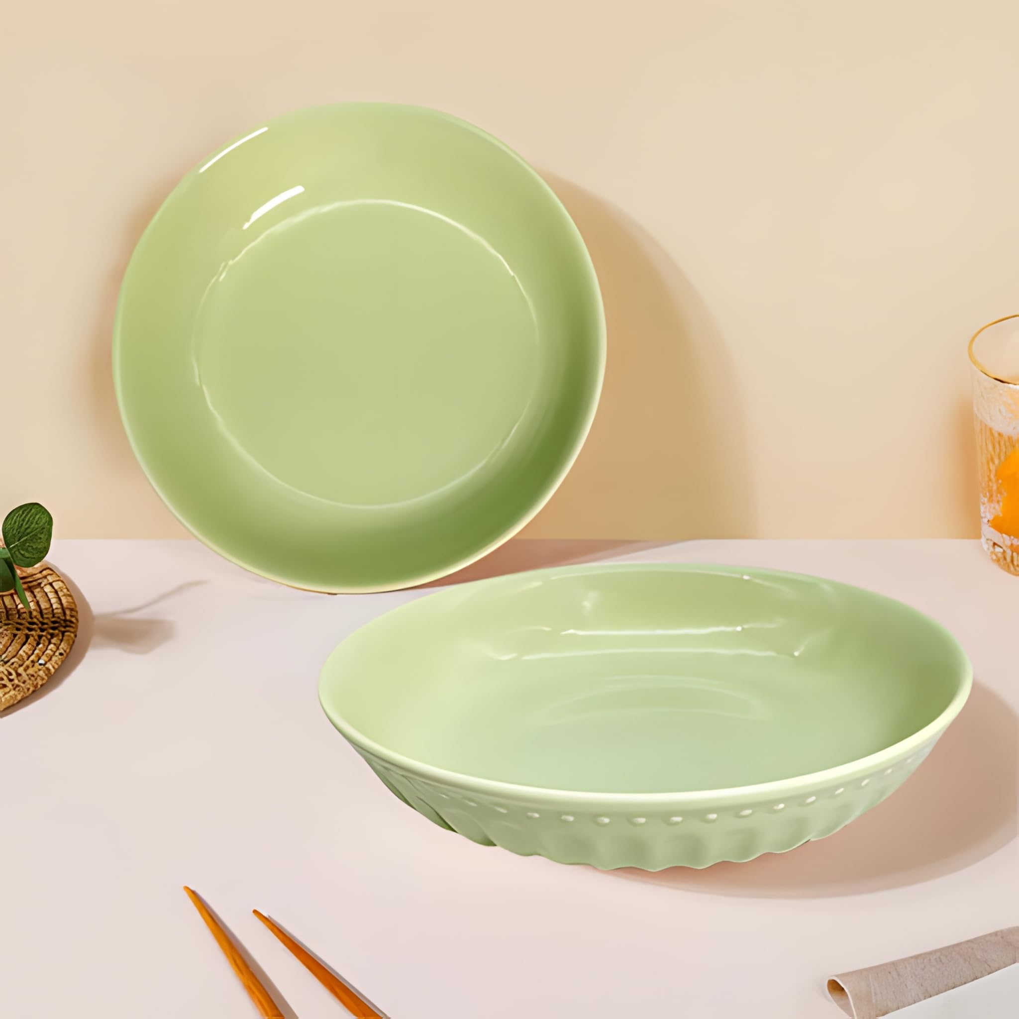 See full amazon price history chart for Lemon Tree 18 cm Round Deep Ceramic Salad/Pasta/Snack Plate, Microwave & Dishwasher Safe (Green, Set of 2) Lemon Tree 18 cm Round Deep Ceramic Salad/Pasta/Snack Plate, Microwave & Dishwasher Safe (Green, Set of 2) (B0DH9XNZW6) Amazon Price History, Amazon Price Tracker
