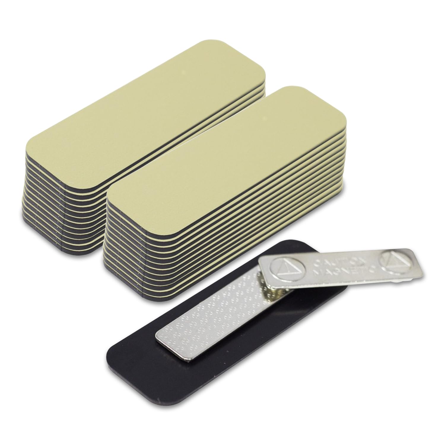 Name Badge Blanks with Magnet - 25 Pack - (Brushed Gold) 1" x 3" - 1/8 Round Corner