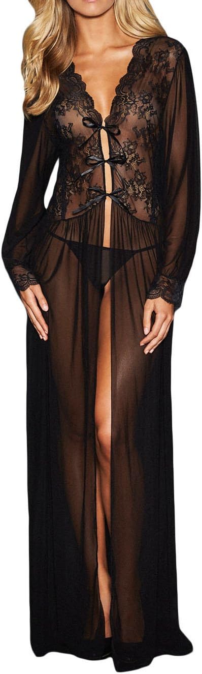 Sheer Lace Robe with Thong Sexy Lingerie for Women Lace Lingerie Set Sleepwear, Nightgowns, Pajamas
