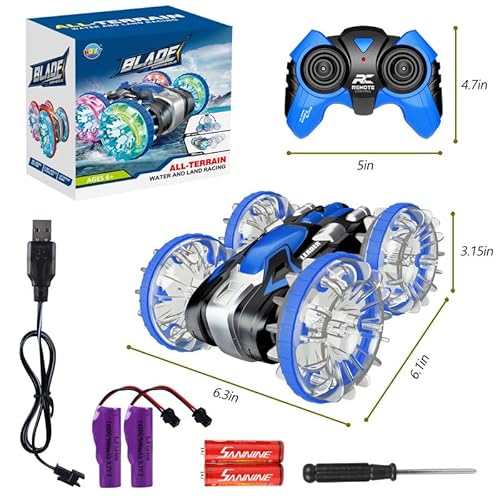 Hony 666-802B Toys For 5-12 Year Old Boys Amphibious Rc Car For Kids 2.4 Ghz Remote Control Boat Waterproof Rc Monster Truck Stunt Car 4Wd Remote Control Vehicle Boys Girls Gifts All Terrain Water Beach Pool Toy thumb #3