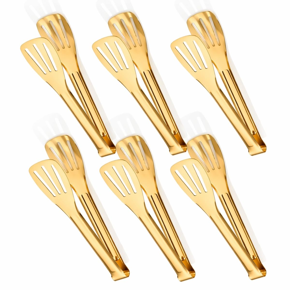 Gold Serving Tongs - 6 Pack Stainless Steel -1 Gold Serving Tongs - 6 Pack Stainless Steel -1