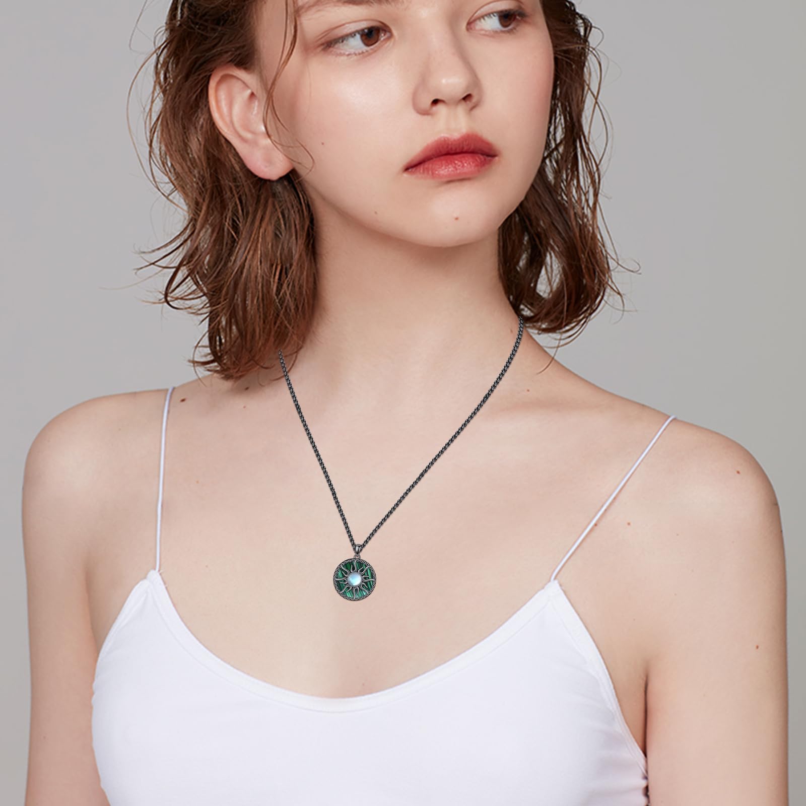 REDSUN Yin Yang - Collana in argento sterling 925, con sole e luna, argento, oro/nero, ciondolo celtico Tai Chi con ciondolo a forma di sole e abalone, idea regalo per donne partner, klein (Pendants