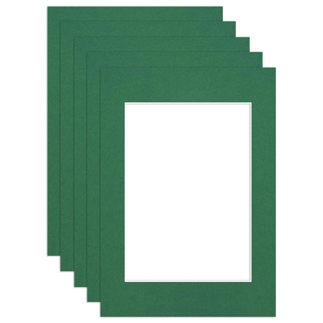 Procut Global A2 Emerald Picture Mounts to Fit A3 Aperture - Precision Cut Cardboard Photo Mount - Ideal for Frames, Prints, Artwork & Certificates - Sizes & Colours Available - 5 Pack