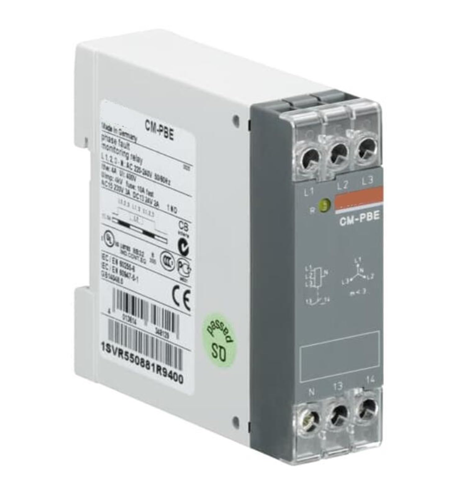 NACODLUL Three-phase monitoring relay phase fault 1no, 220-240VAC 10012583 1SVR550881R9400 220-240VAC