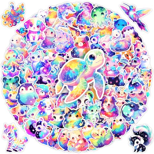 Kiddiburra 100 Pcs Cute Rainbow Animal Stickers Pack for Kids Girls Teens
