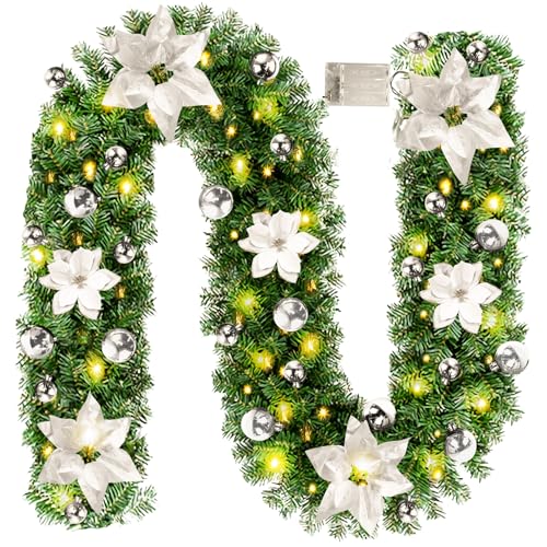 Weihnachtsgirlande mit Beleuchtung, 2,7M Tannengirlande mit 50 LEDs,...
