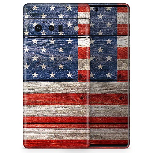 Design Skinz Wooden Grungy American Flag Skin Decal Vinyl Full-Body Wrap Kit Compatible with Google Pixel 3