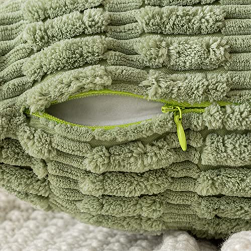 MIULEE Set of 2 Green Corduroy Square Cushion Covers 40x40cm Decorative Cushion Covers Bohemian Cushions for Living Room Sofa Bedroom - Image 3