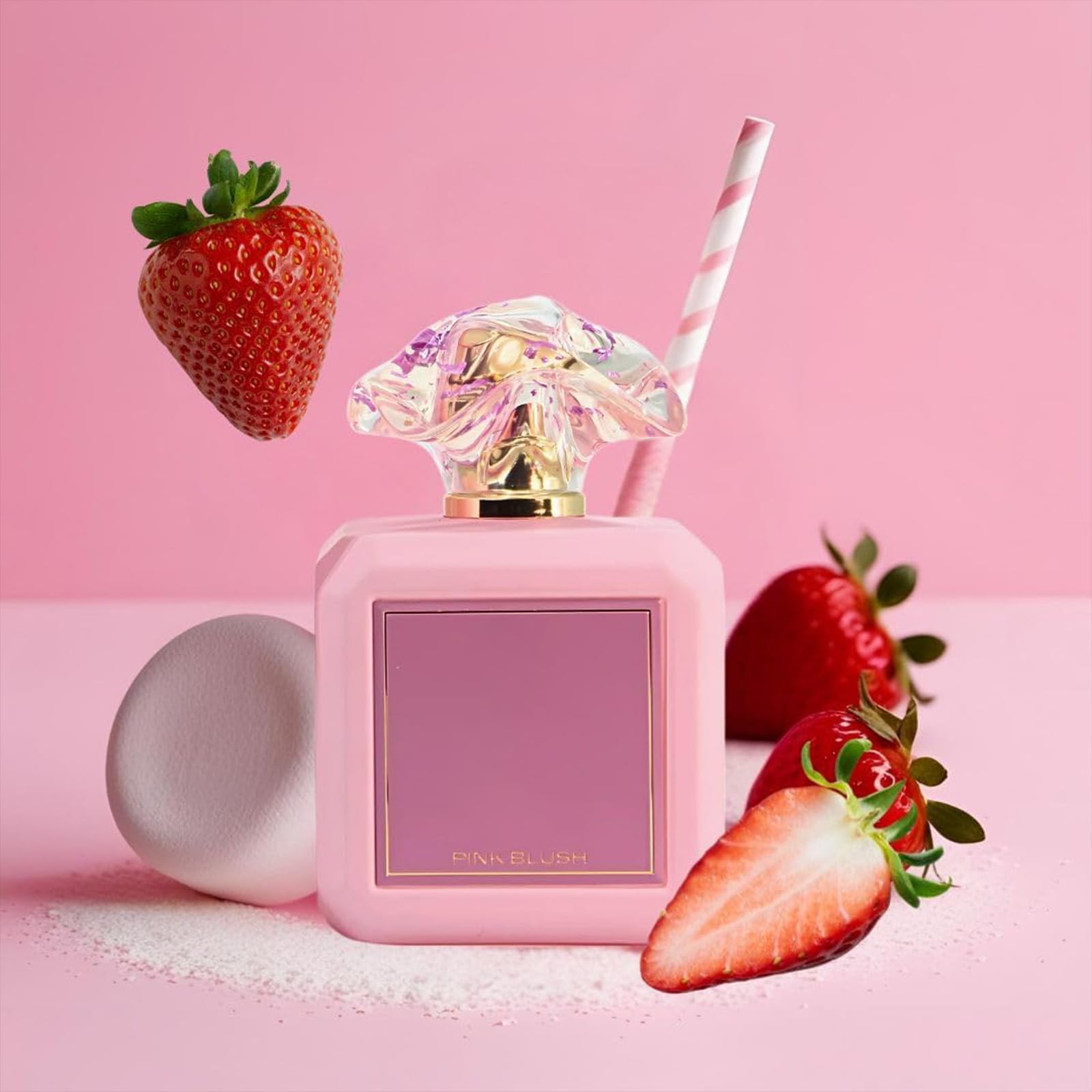 Pink Blush Perfume, Sweet Strawberry Perfume, Marshmallow Blush Perfume, Eau de Parfum, Fragrance de larga duración, tono cálido y suave (3 unidades)