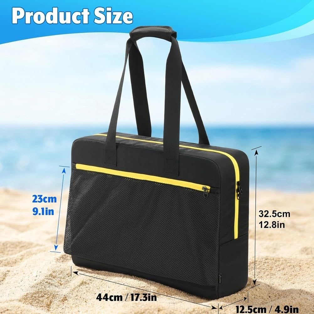 Pochette Détecteur de Métaux Nylon Imperméable de Transport Pliable avec Poche Filet pour Outils Digger Plage Trésors 44x32.5cm