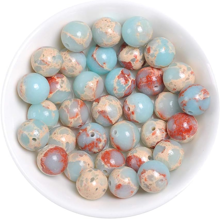 Blue Imperial Jasper Beads for Jewelry Making Stone Bead Bracelets Chakra Round Gemstone Beads Bulk, 60pcs 6mm Jasper Stone 6mm Blue Imperial Jasper