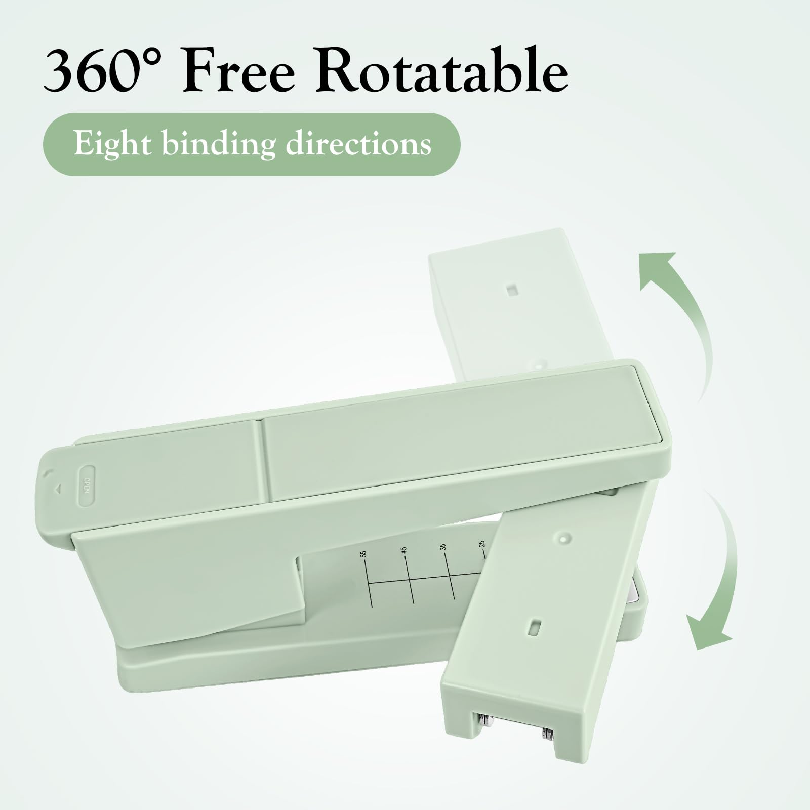 Grapadora giratoria de brazo oscilante, capacidad de 25 hojas, grapadora de escritorio giratoria de 360 grados con 100 grapas, grapadora antideslizante para oficina, verde