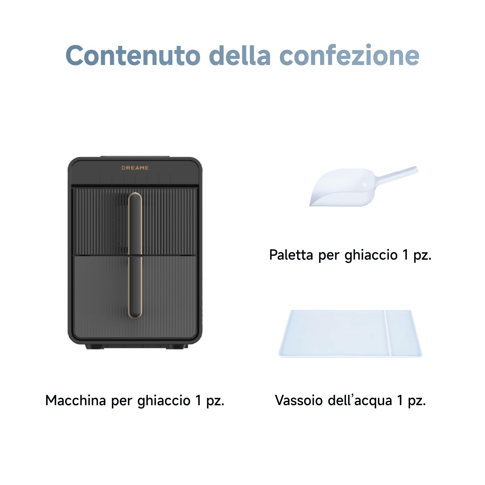 DREAME Aura Macchina per Ghiaccio a Cubetti Cavi con Produzione Rapida in 6 Minuti, Serbatoio e Cestello Separati, due Dimensioni di Cubetti, Controllo Digitale, Luce LED e Funzione Autopulente