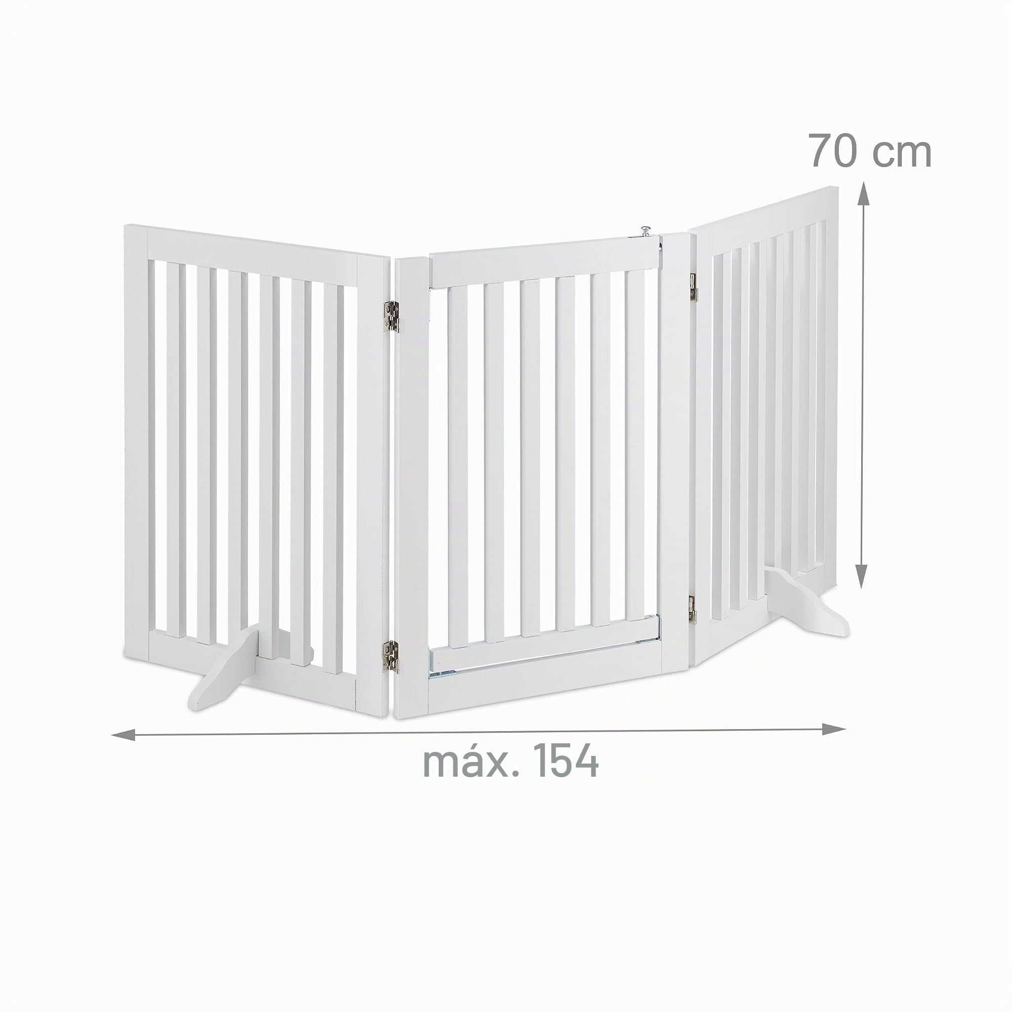 Relaxdays Barrera Seguridad Perros, Animales, Valla Protección Mascotas, Puerta, 70x154cm, Plegable, 3 Paneles, Blanca