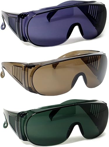 Miniatura 10 de Calabria 1003 - Gafas de seguridad de ajuste grande para hombres y mujeres, para hombres y mujeres, envolventes, tintados, antiniebla, arañazos y