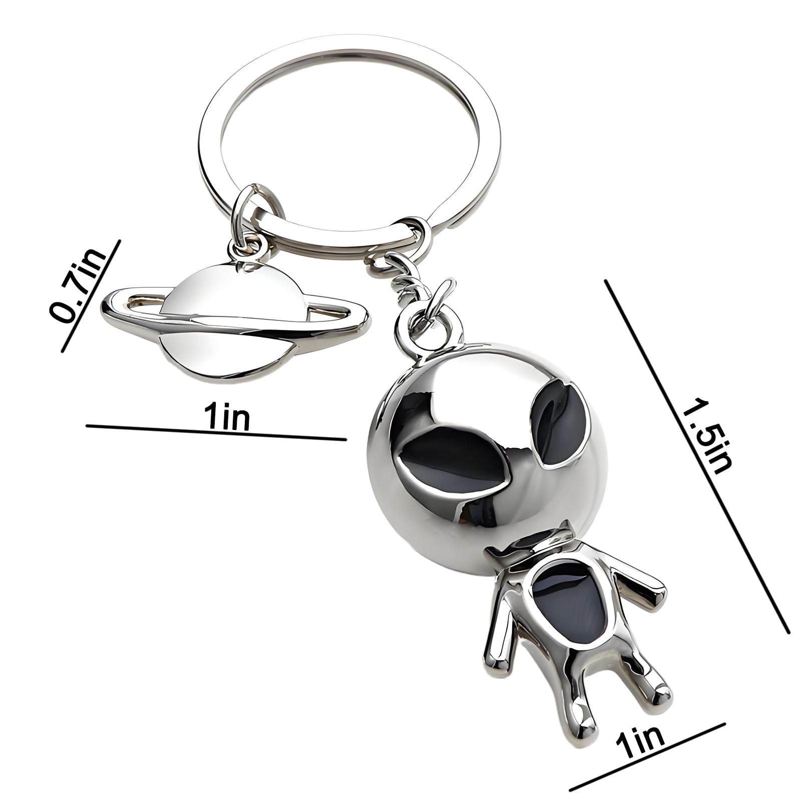 MUAMAX Aliens Space Keychain,Alien Pendant Keychain Gifts for Women Mens,Space Aliens Lover Gift Metal Keyring,Outer Space Charms for Car Key Backpack Hanging Ornaments