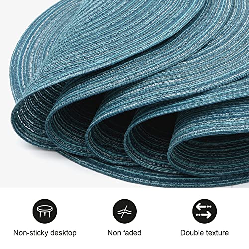 Pauwer Woven Table Placemats and Coaster sets 6, Round Cotton Dinner Table Mats Anti Slip Heat Resistant Place Mats Easy Clean - Image 3