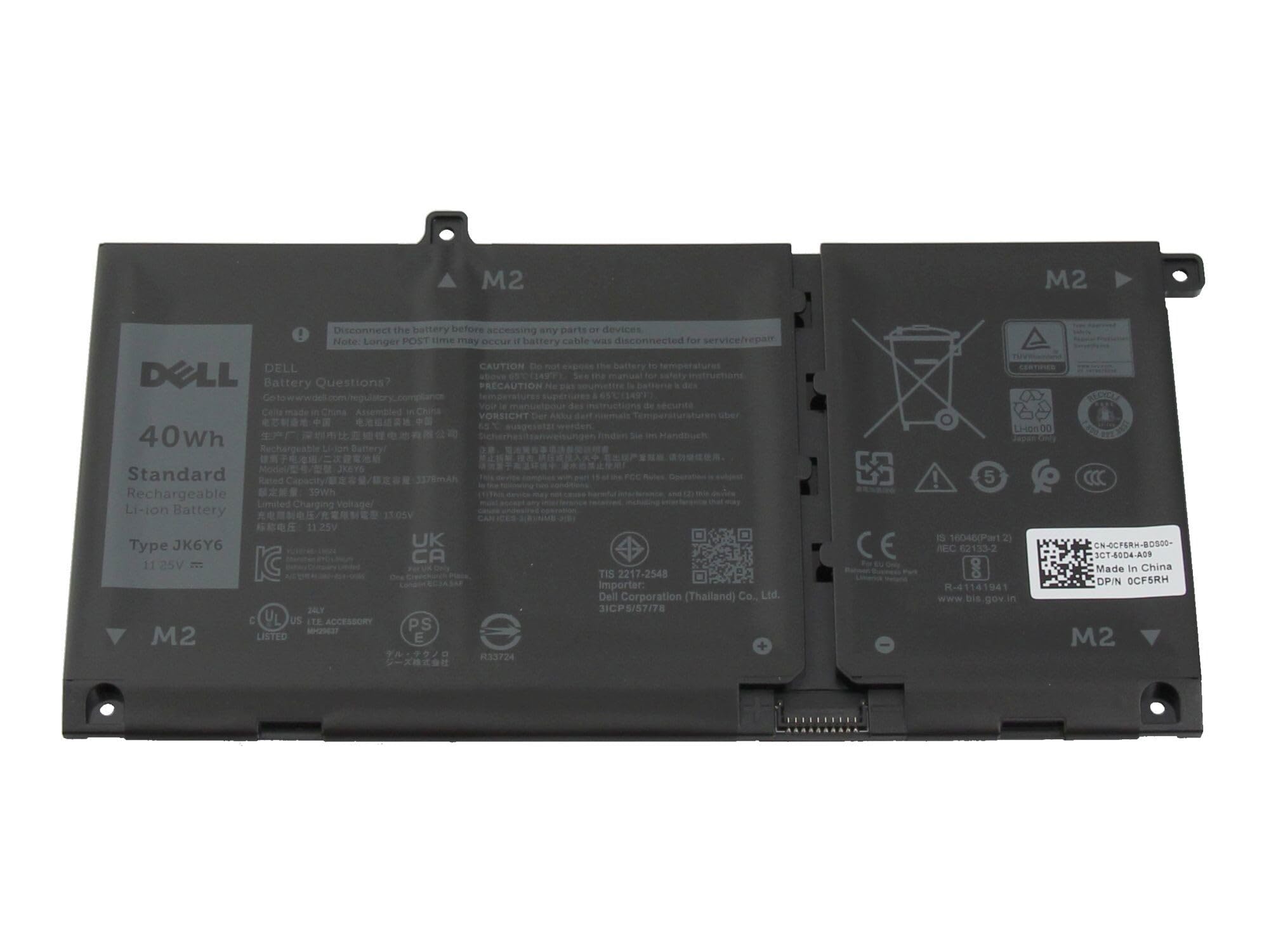 Dell JK6Y6 originale Batteria 40Wh (11,25V 3 celle) | per Inspiron 15 (3576), (5505), 14 (5401), (5406)