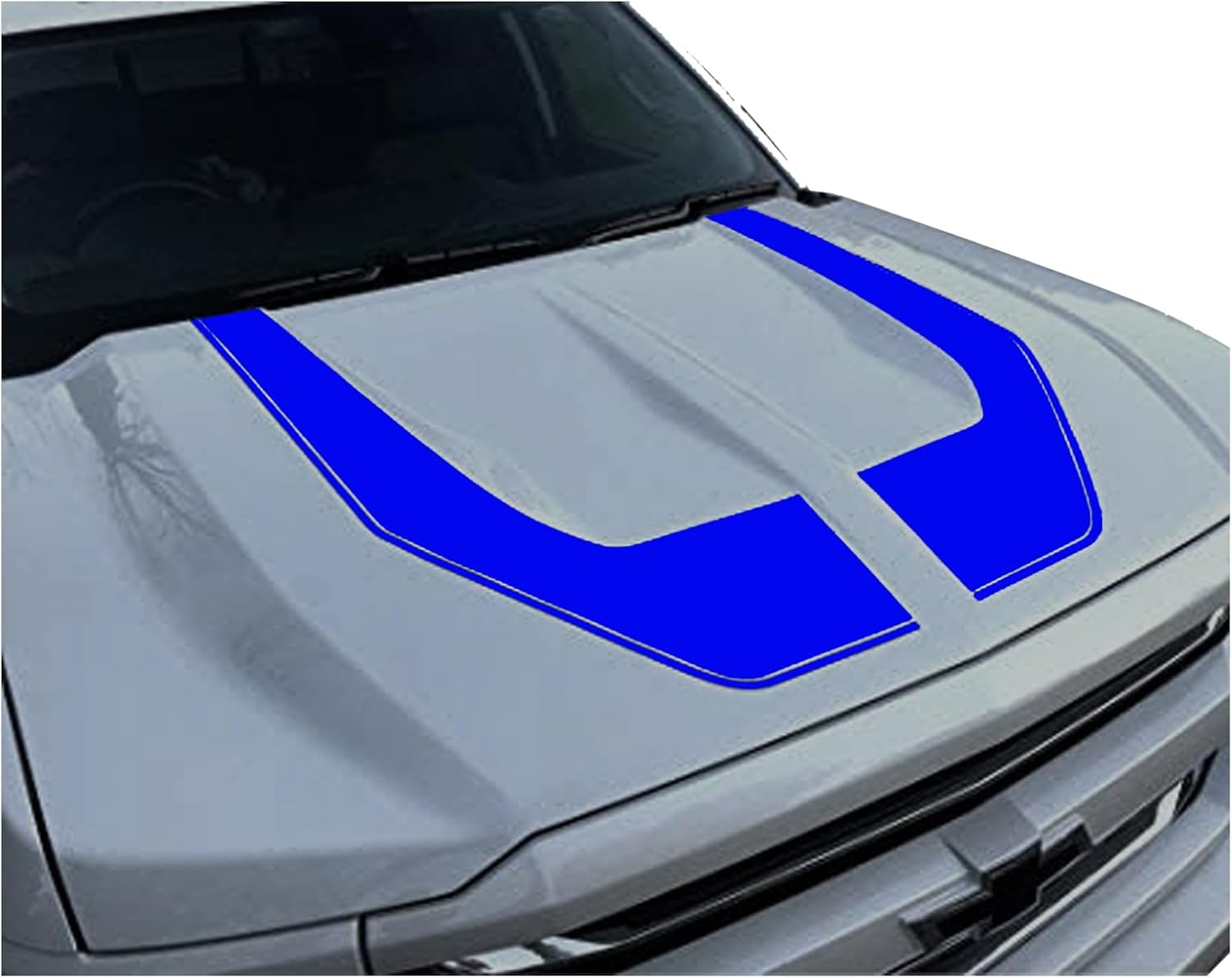 Vinyl Decal Graphics Hood Racing Stripes Vinyl Decal Kit Stickers - Compatible with Chevy Chevrolet Silverado Z71 Hood Racing Stripes 2016 2017 2018 (Matte Black)