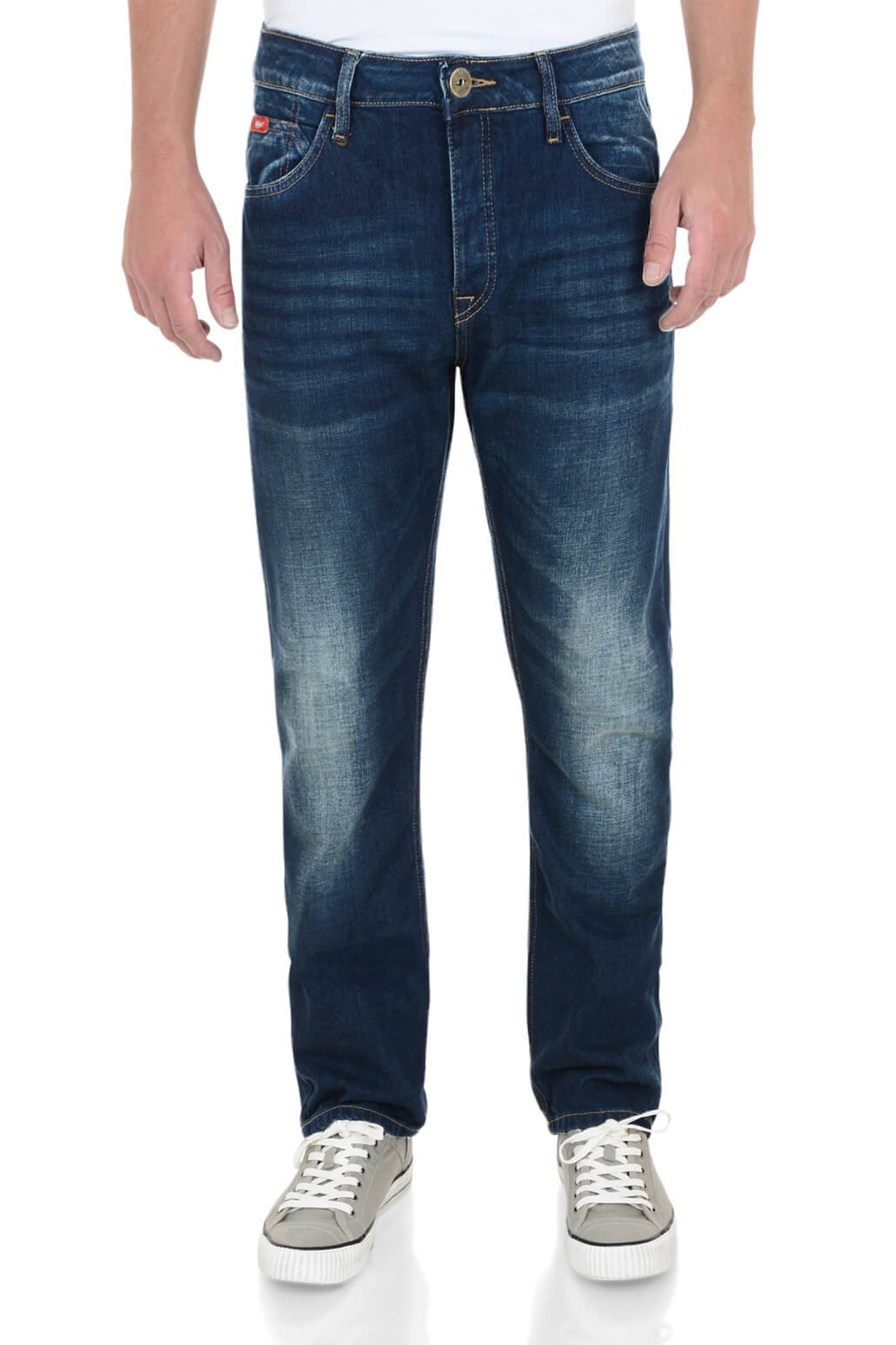 Straight Leg Denim Jeans Mid Wash 
