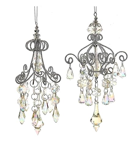 The Bridge Collection Set of 2 Opalescent Chandelier with Faux