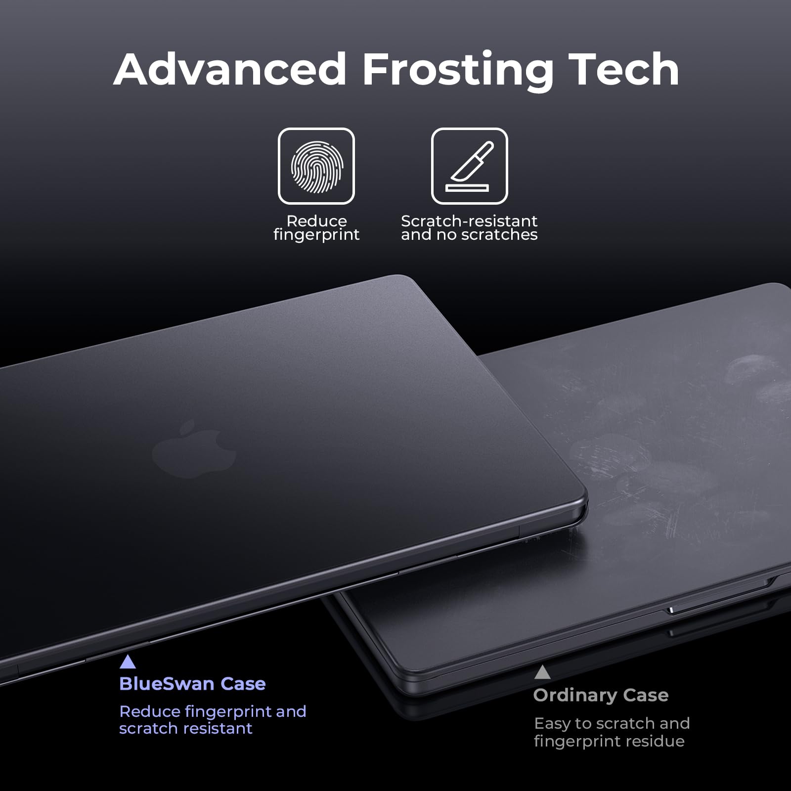 BlueSwan Coque MacBook Pro 14 Pouces M5 2026 2025 M4 M3 M2 M1 Pro/Max Protection Rigide Mate Noir