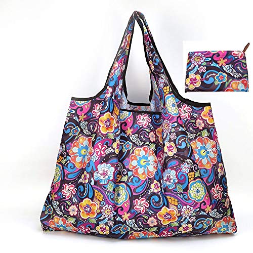 MEROURII Sac Courses Pliable,Sacs en Nylon de Courses Imperméable Réutilisables Lavable,Sac à Bandoulière de Grande Capacité Cover