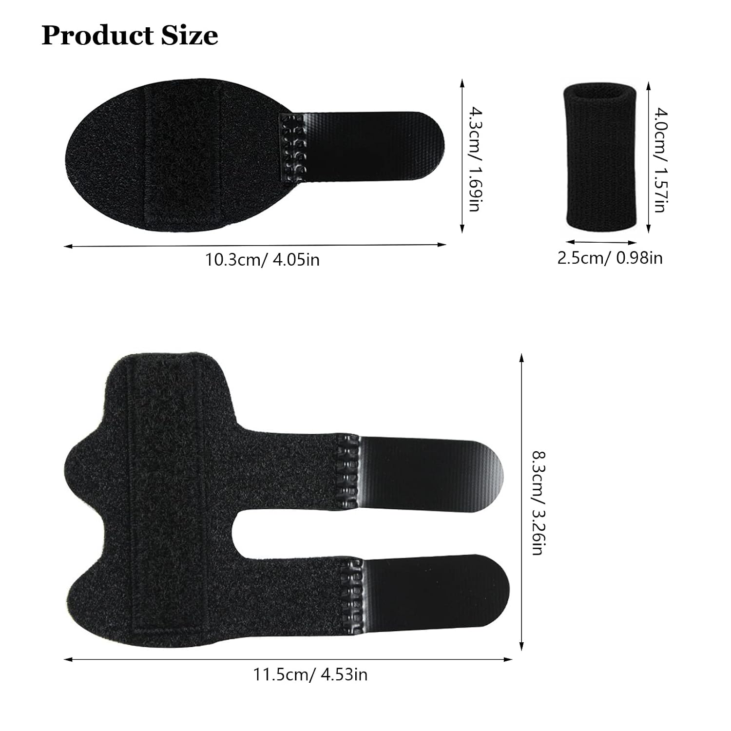 Finger Support Splints, Adjustable Set of 4 Trigger Finger Splint and 10 Nylon Finger Sleeves for Pain Relief, Fingers Brace Stabilizer for Broken, Straightening, Arthritis, Injured Fingers
