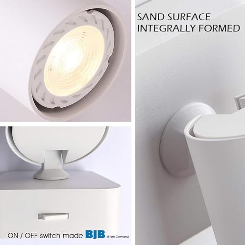 Miniatura 4 de Luzden Lámpara de pared de lectura de cabecera con interruptor, aplique de pared LED, foco de techo interior giratorio, ajustable, blanco GU10 con