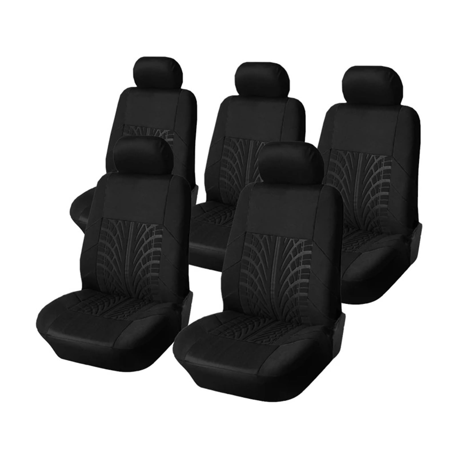Sitzbezüge 5-teiliges Universal-Set Für Autositzbezüge Passend Für Die Meisten Autos Mit Reifenspur-Stickerei-Details Styling-Autositzschutz Sitzschoner(5PCS Black)