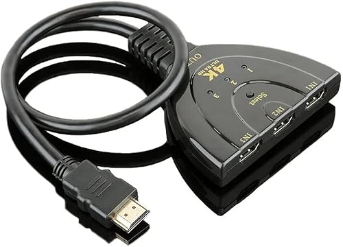 Interruptor HDMI Divisor HDMI avanzado 3 en 1 Adaptador HDMI de 3 puertos con cable HDMI Conmutador HDMI para dispositivos 4K 1080P 3D Excelente