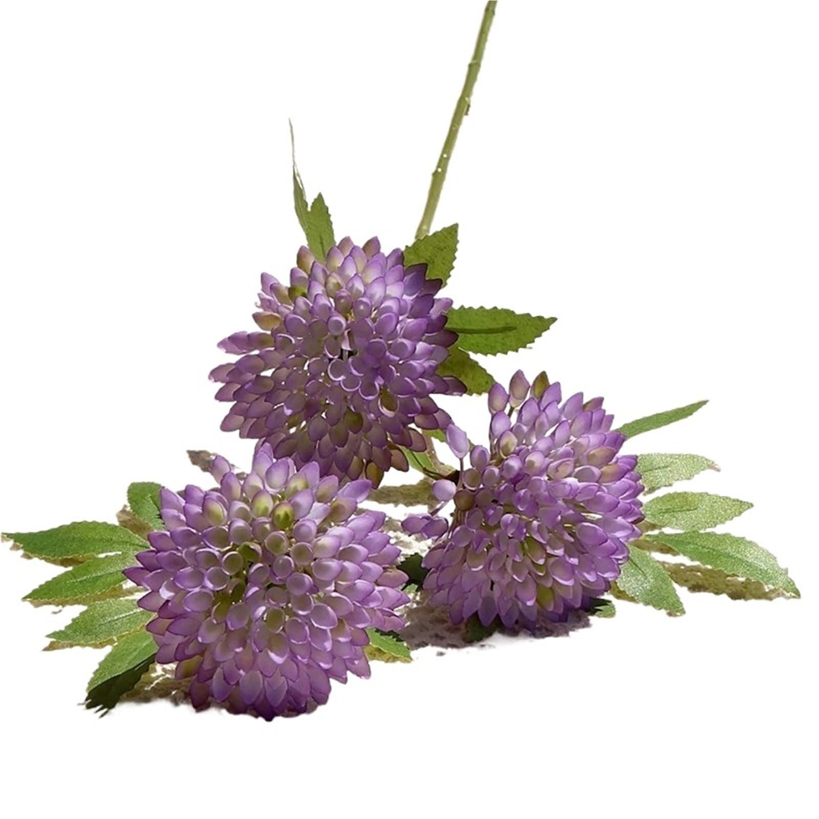 LXLAEOANG Artificial Flower Branches 3 Heads Artificial Flower Branch Home Decor Fake Plants Leaves Decoration(Purple)