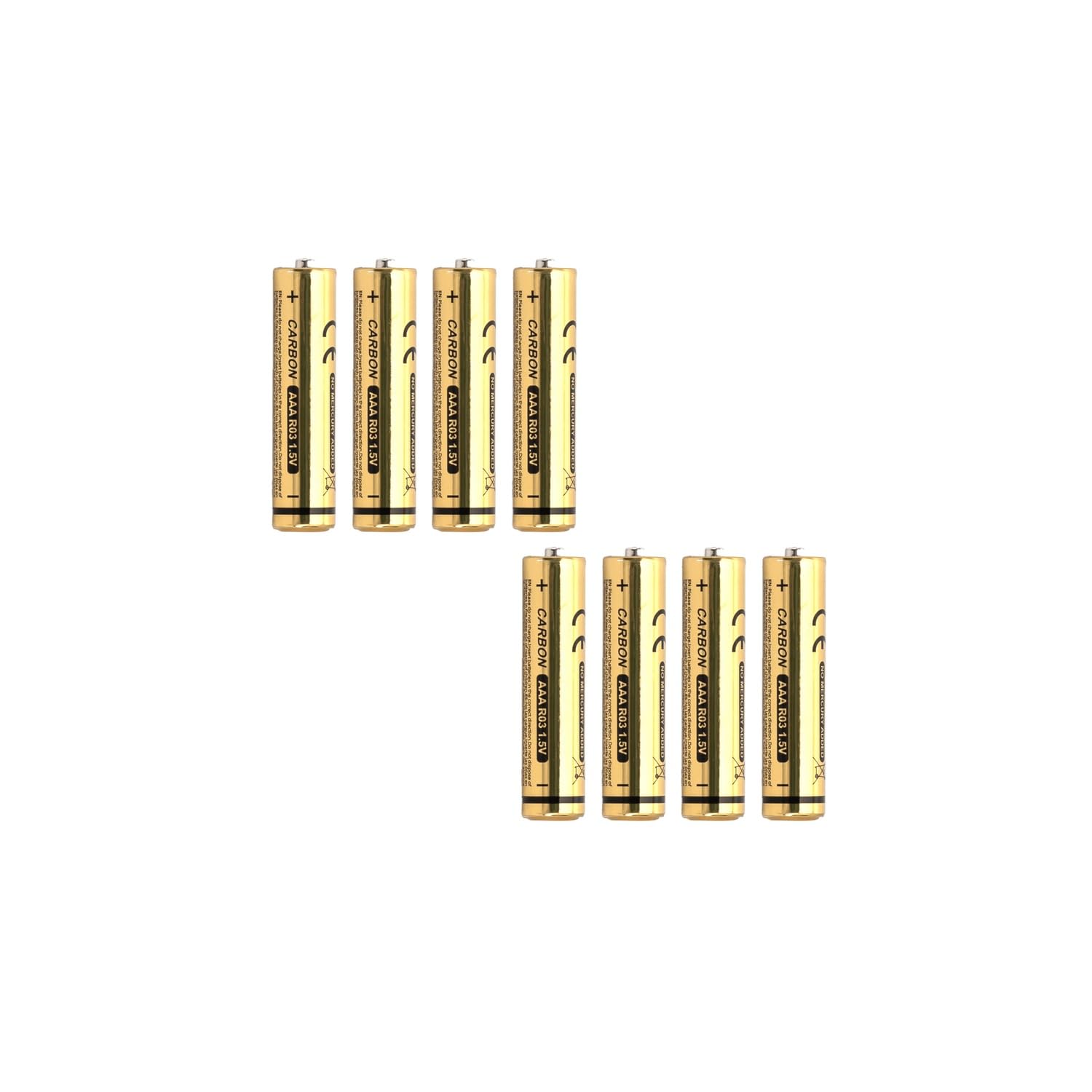 AAA Batteries R03 1.5V Carbon Zinc Pack of 8 Ecological, Leak Proof, Mercuriouso in Controllers, Watches and Radios