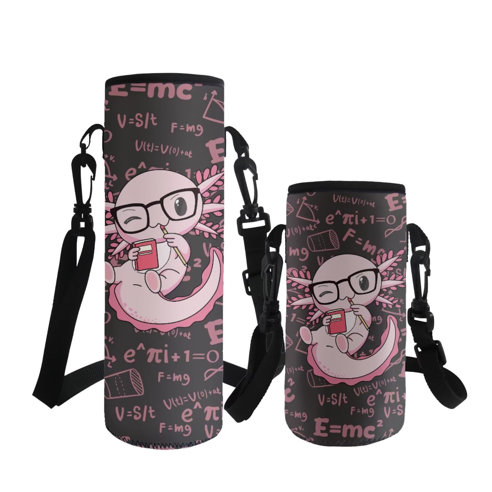 ASQVTIFE Axolotl Water Bottle Carrier Bag with Strap for Kids Toddler Kindergarten Elementary Neoprene Insulated Water Bottle Carrier Bag for Camping Outdoor Steel/Glass/Plastic Bottles L — image 1