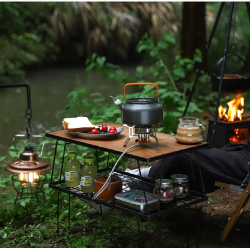 Fornello Da Campeggio CzyuRachel A 3 Fuochi, Pieghevole, 4,5 KW, Con Accensione Piezoelettrica, Nero