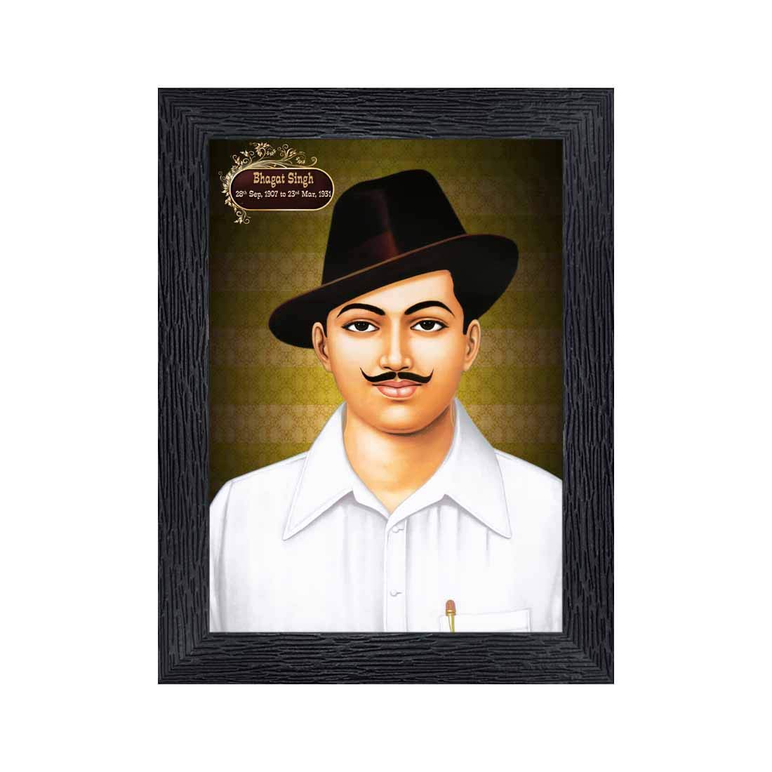 Bhagat Singh Wood Photo Frames with Acrylic Sheet (Glass)(photoframe,Multicolour,8x6inch)-19733