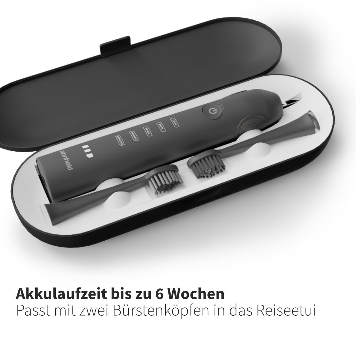 Zahnheld® Elektrische Schallzahnbürste GERO G2 | Bewährte Qualität mit Bürstenkopf & Etui | schwarz