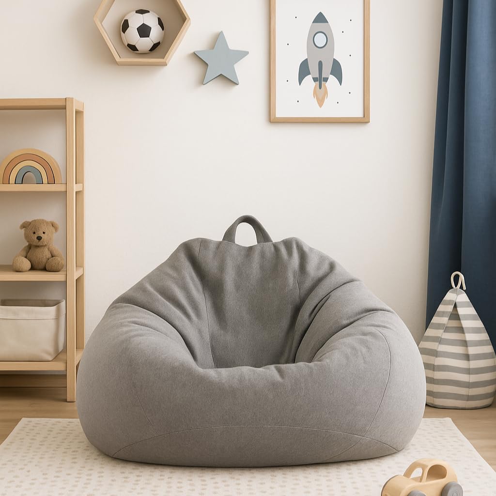 Pouf con imbottitura ecologica, pouf, poltrona relax, cuscino per il pavimento, sacco di fagioli (70 x 80 x 50 cm, 120 L), colore grigio scuro