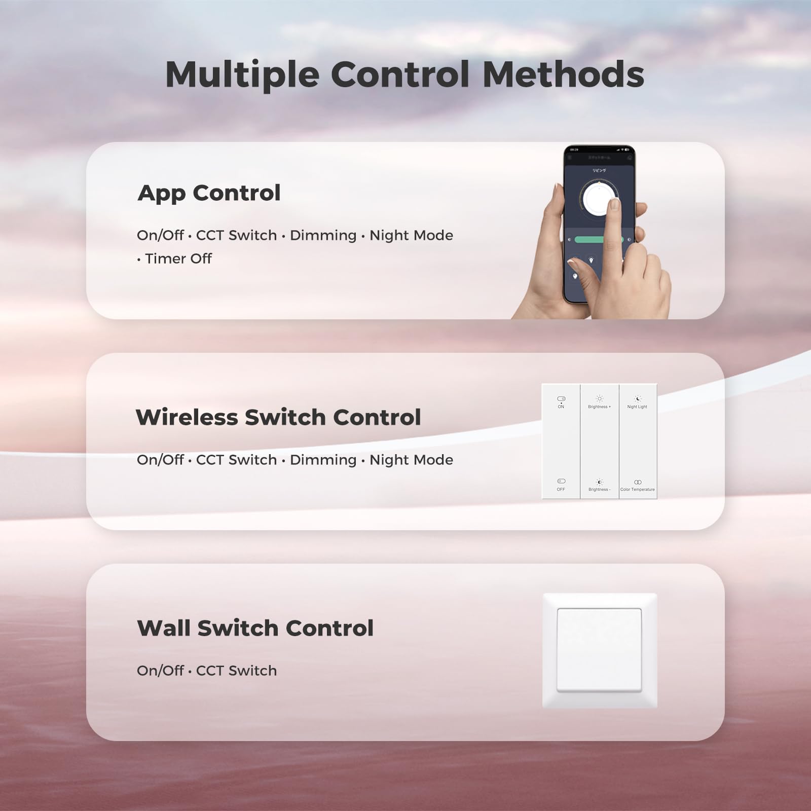 AIKVSXER 36 Pack 1x4 FT LED Flat Panel Light Surface Mount with Wireless Switch App Control Night Mode — view 3