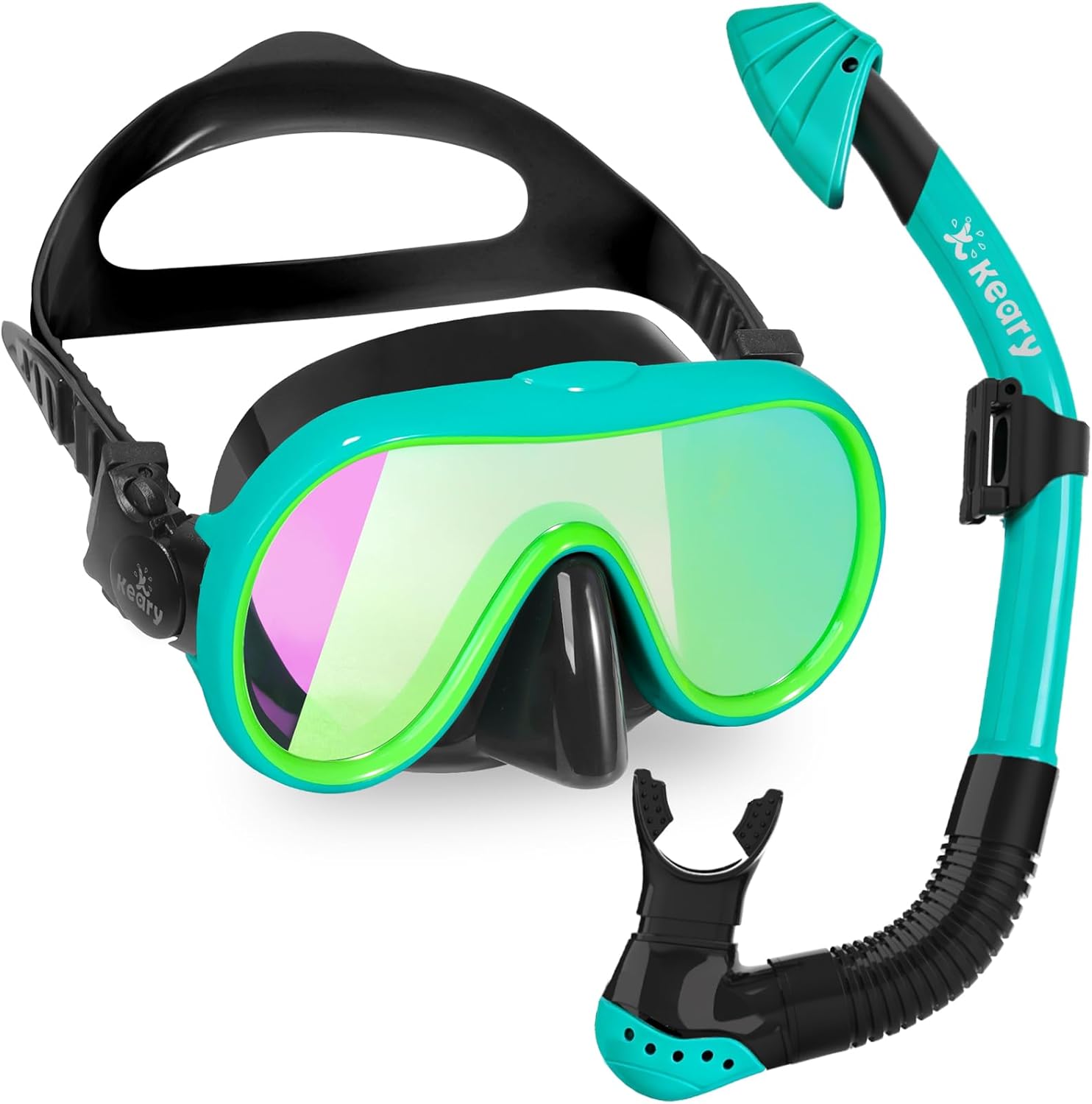 Keary Kids Dry Snorkel Set for Kids 5-16 UV Protection 180° Wide View Snorkeling Gear Scuba Diving Mask for Girl Boy Youth