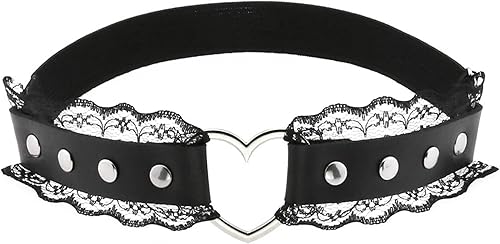 Miniatura 4 de Liguero de encaje para mujer, liguero ajustable en forma de corazón, ligas góticas punk, 2 piezas