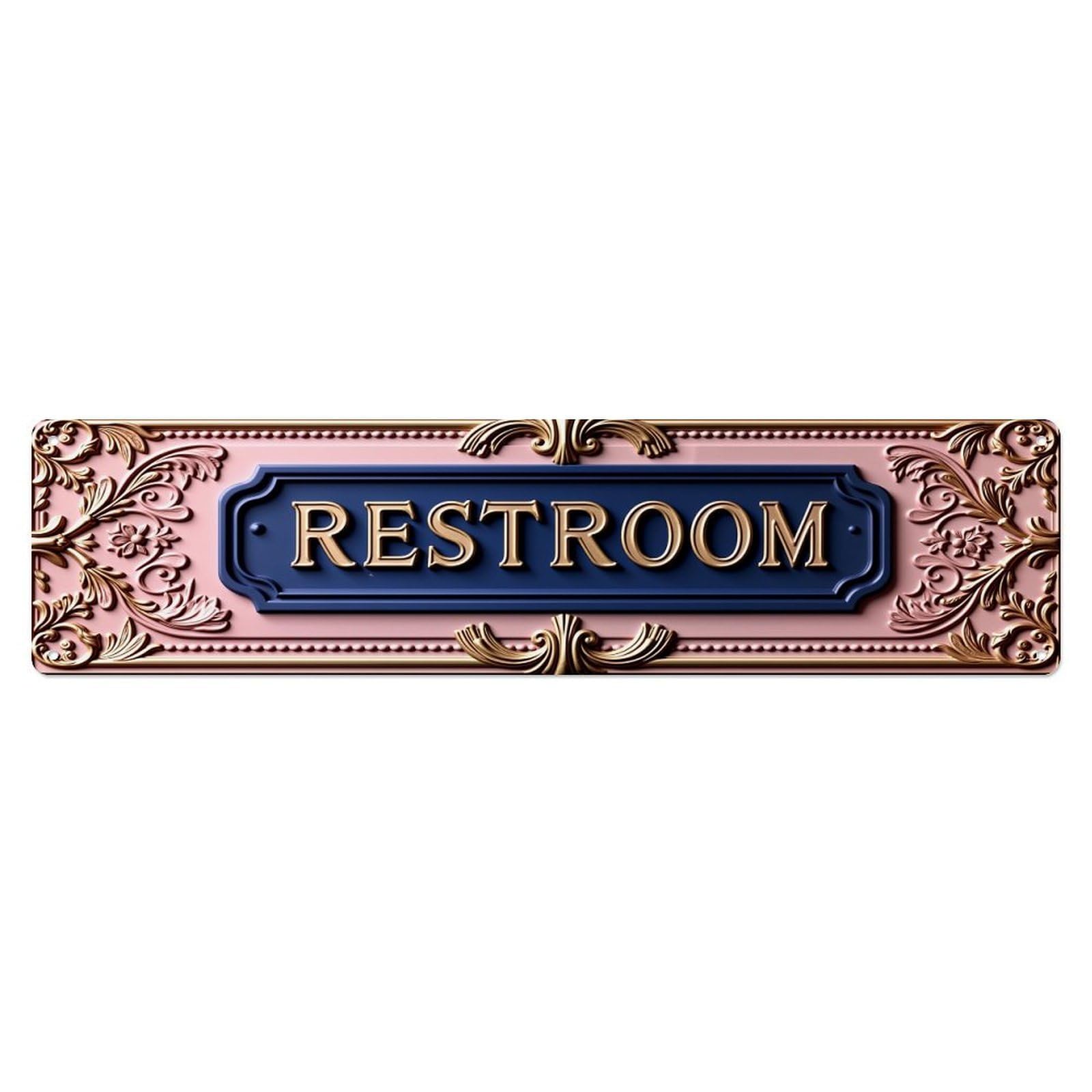 Jdyaojiesheng Vintage Ornate Gold Lettering Pink Background Tin Sign Retro Metal Wall Decor Metal Poster, Home Bar Garage Farmhouse Cafe Wall Art Decoration 4X16inch