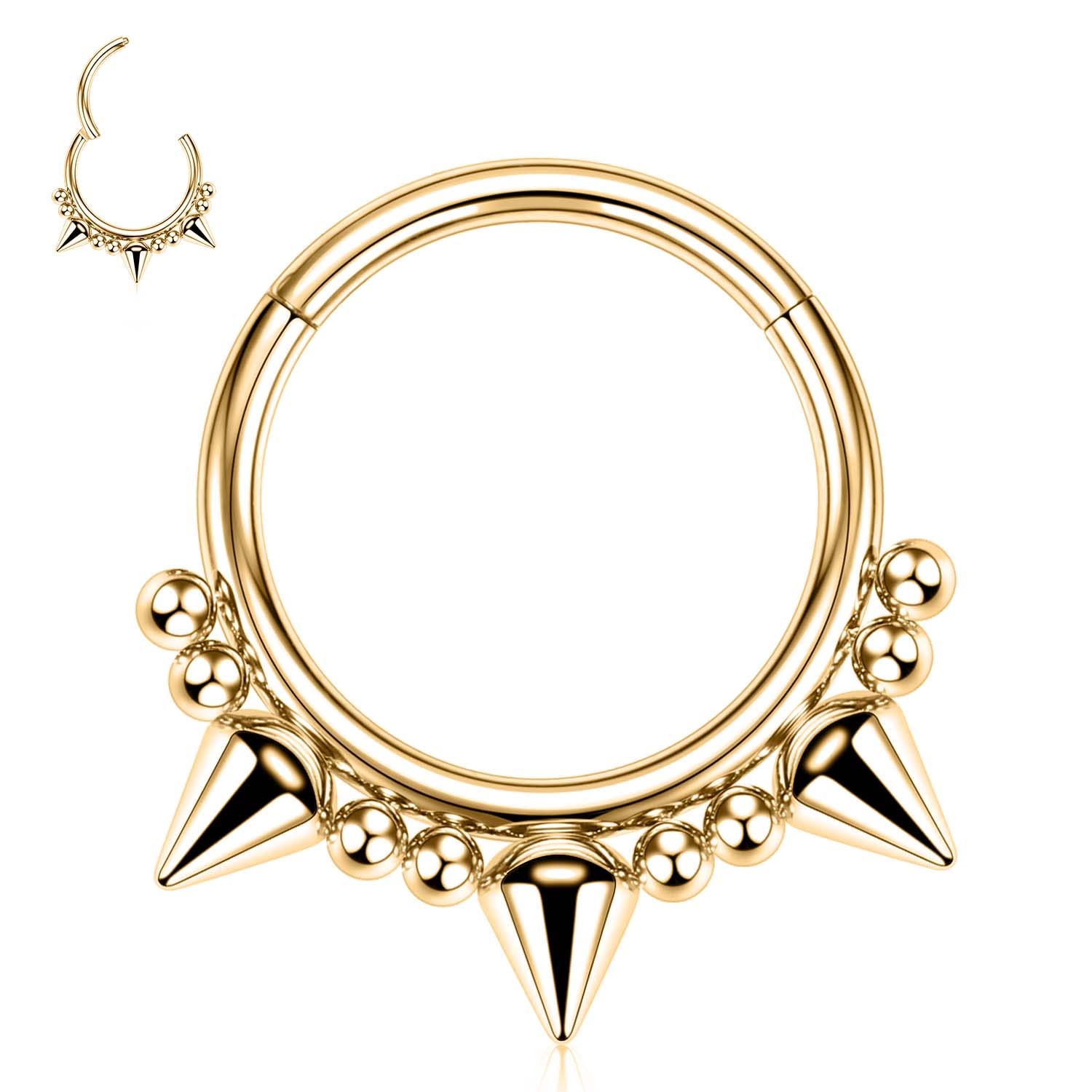 AROWRO 16G Stainless Steel Septum Clicker Daith Earrings Daith Rook Tragus Helix Cartilage Lobe Septum Piercing Jewelry Snake/Pyramid/Arrow/Star Design Hinged Segment Ring — view 15