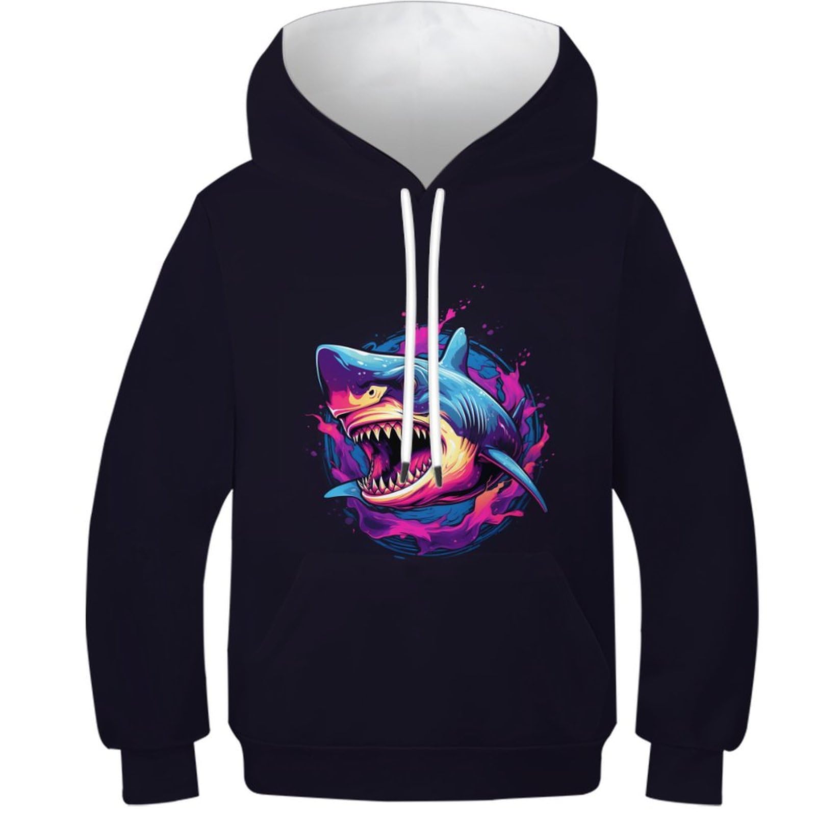 HLXZMCVBT Shark Boys Girls Hoodies 3D Printed Pullover Pullover Sweatshirt Hooded Sweatshirt Pockets 13-15Y