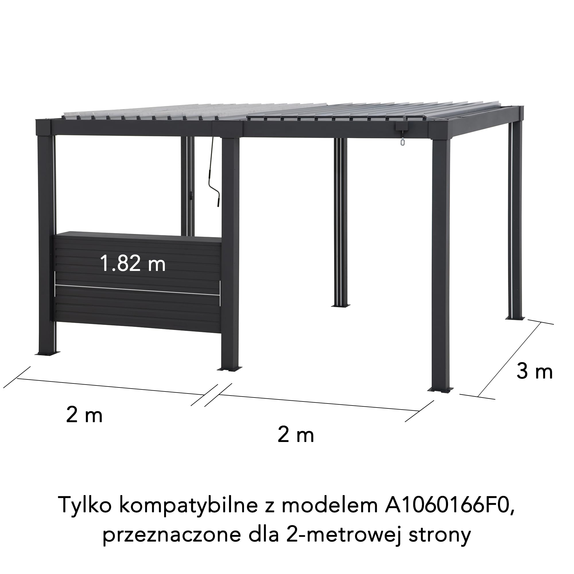 SUNJOY Półka Barowa do Altany, Konstrukcja Aluminiowa z Powłoką Proszkową, do Altany Ogrodowych o Boku 2 m