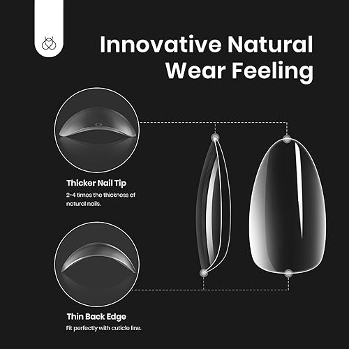 Miniatura 6 de Beetles - Kit de extensión de uñas de gel fácil, 500 puntas de uñas de gel suaves con forma de almendra transparente extra corta con pegamento de