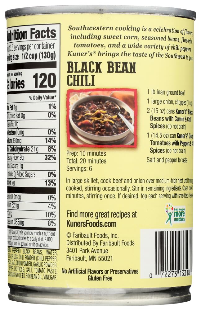 Kuner's Black Beans with Spices, 15-ounces (Pack of12)