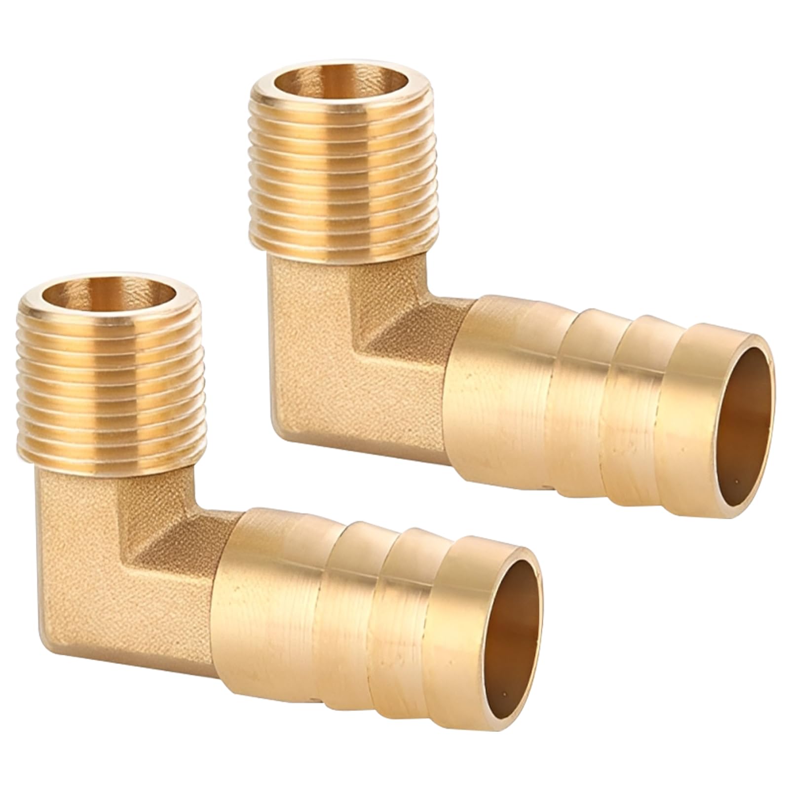 Lot de 2 raccords de tuyau coudés en laiton à 90 °, 16 mm ardillon sur tuyau Barb de 3/8 ", coude à 90 °, filetage extérieur x 16 mm, raccord en L, pour eau, carburant, air